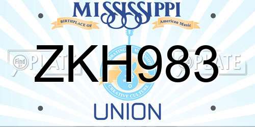 ZKH983 Mississippi License Plate