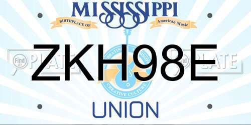 ZKH98E Mississippi License Plate