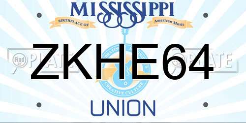 ZKHE64 Mississippi License Plate