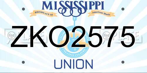 ZKO2575 Mississippi License Plate