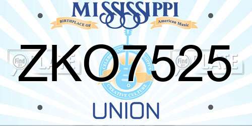 ZKO7525 Mississippi License Plate