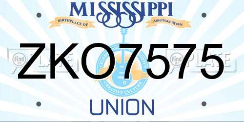 ZKO7575 Mississippi License Plate