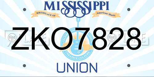 ZKO7828 Mississippi License Plate