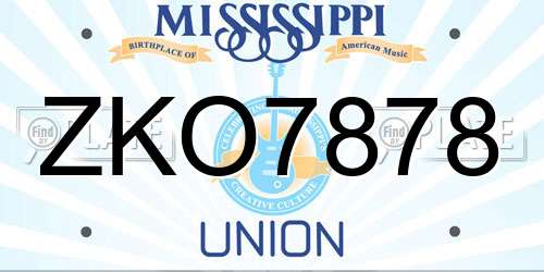 ZKO7878 Mississippi License Plate