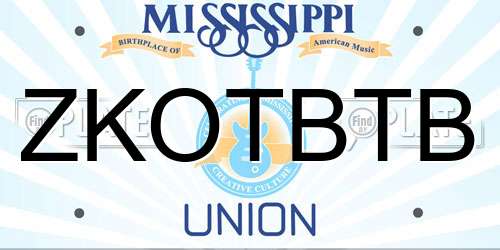 ZKOTBTB Mississippi License Plate