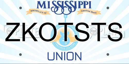 ZKOTSTS Mississippi License Plate