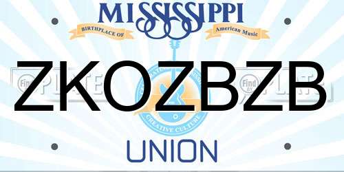 ZKOZBZB Mississippi License Plate