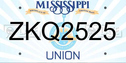 ZKQ2525 Mississippi License Plate