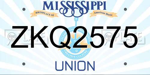ZKQ2575 Mississippi License Plate