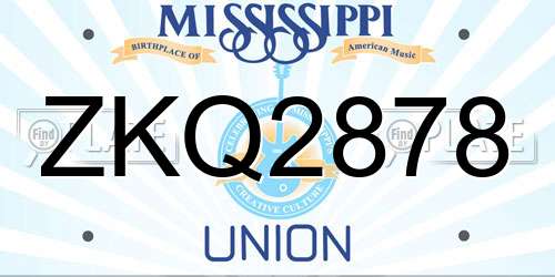 ZKQ2878 Mississippi License Plate