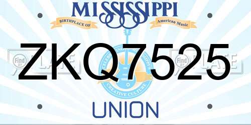 ZKQ7525 Mississippi License Plate