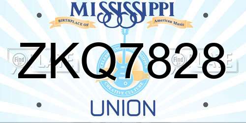 ZKQ7828 Mississippi License Plate