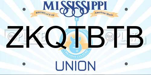 ZKQTBTB Mississippi License Plate