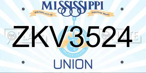 ZKV3524 Mississippi License Plate