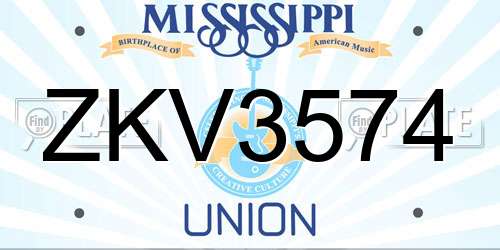 ZKV3574 Mississippi License Plate
