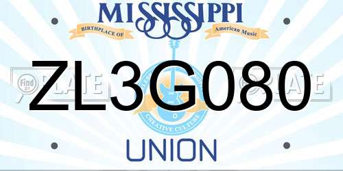ZL3G080 Mississippi License Plate