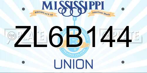 ZL6B144 Mississippi License Plate