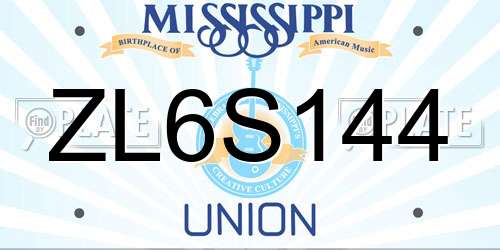 ZL6S144 Mississippi License Plate