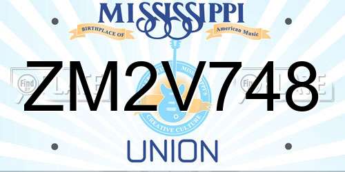 ZM2V748 Mississippi License Plate