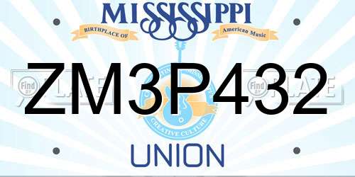 ZM3P432 Mississippi License Plate
