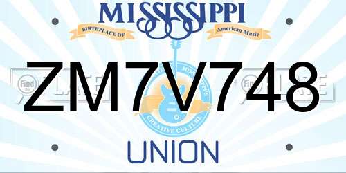 ZM7V748 Mississippi License Plate