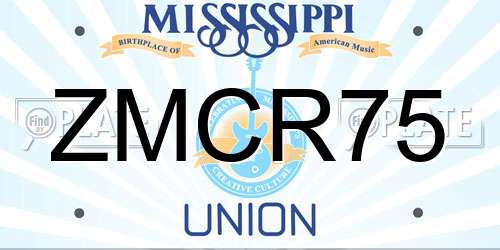 ZMCR75 Mississippi License Plate