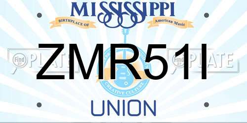 ZMR51I Mississippi License Plate