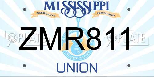 ZMR811 Mississippi License Plate