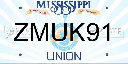 ZMUK91 Mississippi License Plate