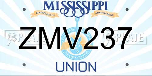 ZMV237 Mississippi License Plate