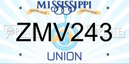 ZMV243 Mississippi License Plate