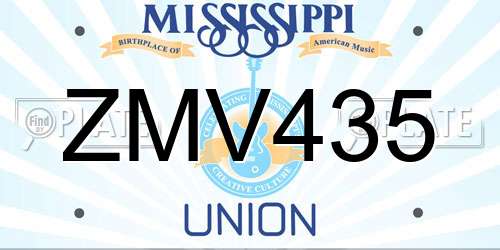 ZMV435 Mississippi License Plate