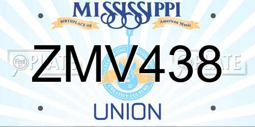 ZMV438 Mississippi License Plate