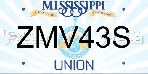 ZMV43S Mississippi License Plate