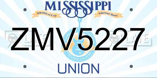 ZMV5227 Mississippi License Plate