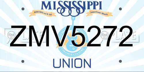 ZMV5272 Mississippi License Plate