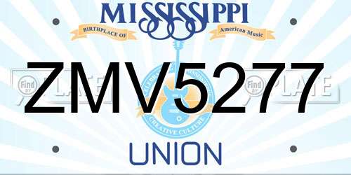 ZMV5277 Mississippi License Plate