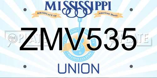 ZMV535 Mississippi License Plate