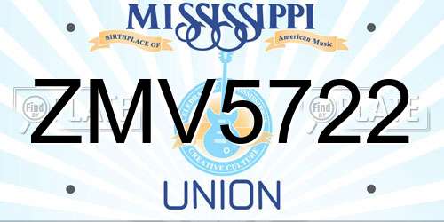 ZMV5722 Mississippi License Plate