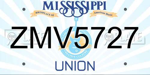 ZMV5727 Mississippi License Plate