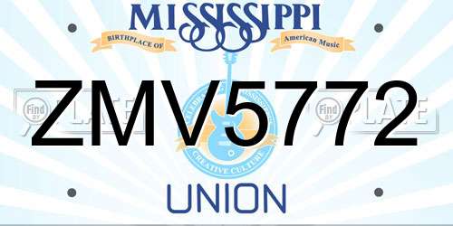 ZMV5772 Mississippi License Plate