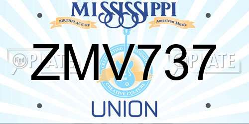 ZMV737 Mississippi License Plate