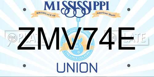 ZMV74E Mississippi License Plate