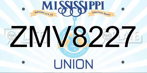 ZMV8227 Mississippi License Plate