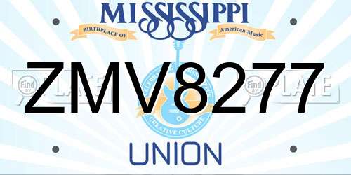 ZMV8277 Mississippi License Plate