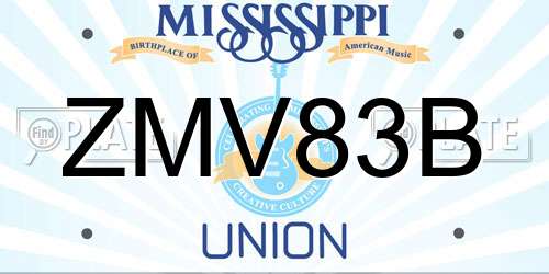 ZMV83B Mississippi License Plate