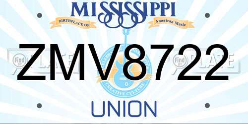 ZMV8722 Mississippi License Plate