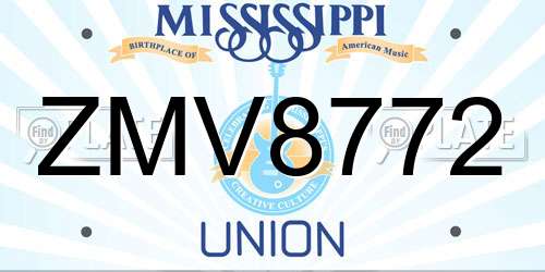 ZMV8772 Mississippi License Plate