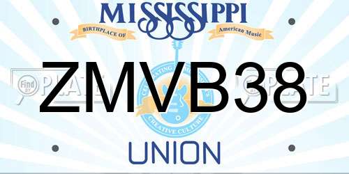 ZMVB38 Mississippi License Plate