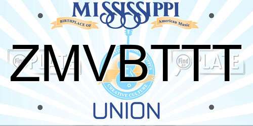 ZMVBTTT Mississippi License Plate